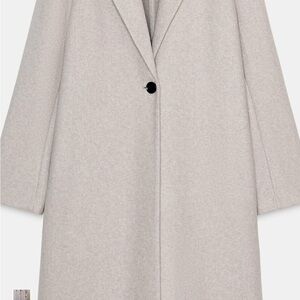 Zara Single-Button Trench Coat in Light Gray